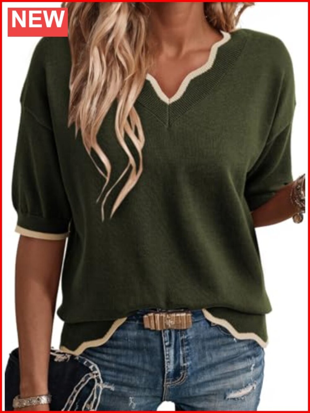 Women's Short Sleeve Ribbed Knit Lightweight Sweater Pullover Business Casual
